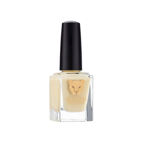 Close-up of BUTTER ME UP by LIONYX Lacquer, a butter yellow crème nail polish.