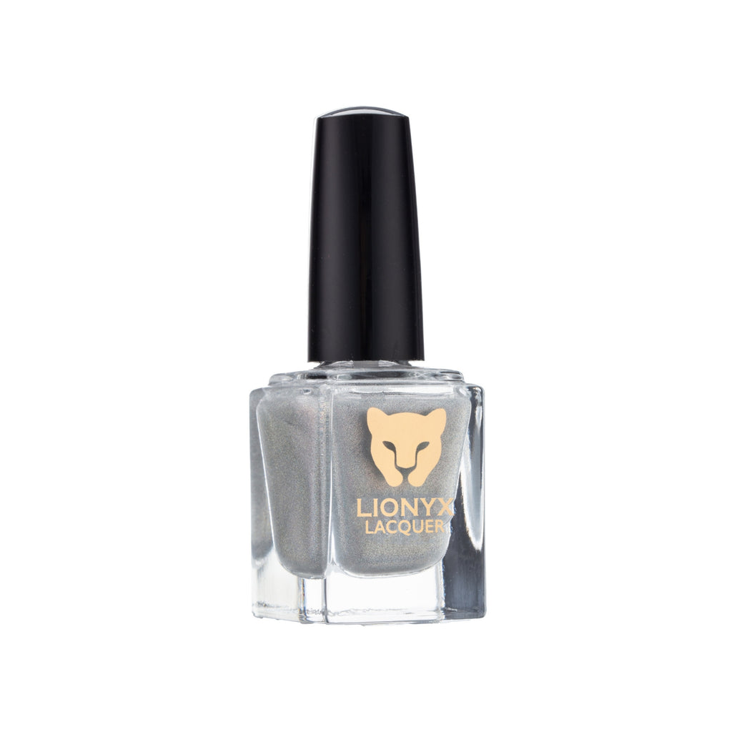 Close-up of HALO KISS by LIONYX Lacquer, a sheer holographic nail polish topper.
