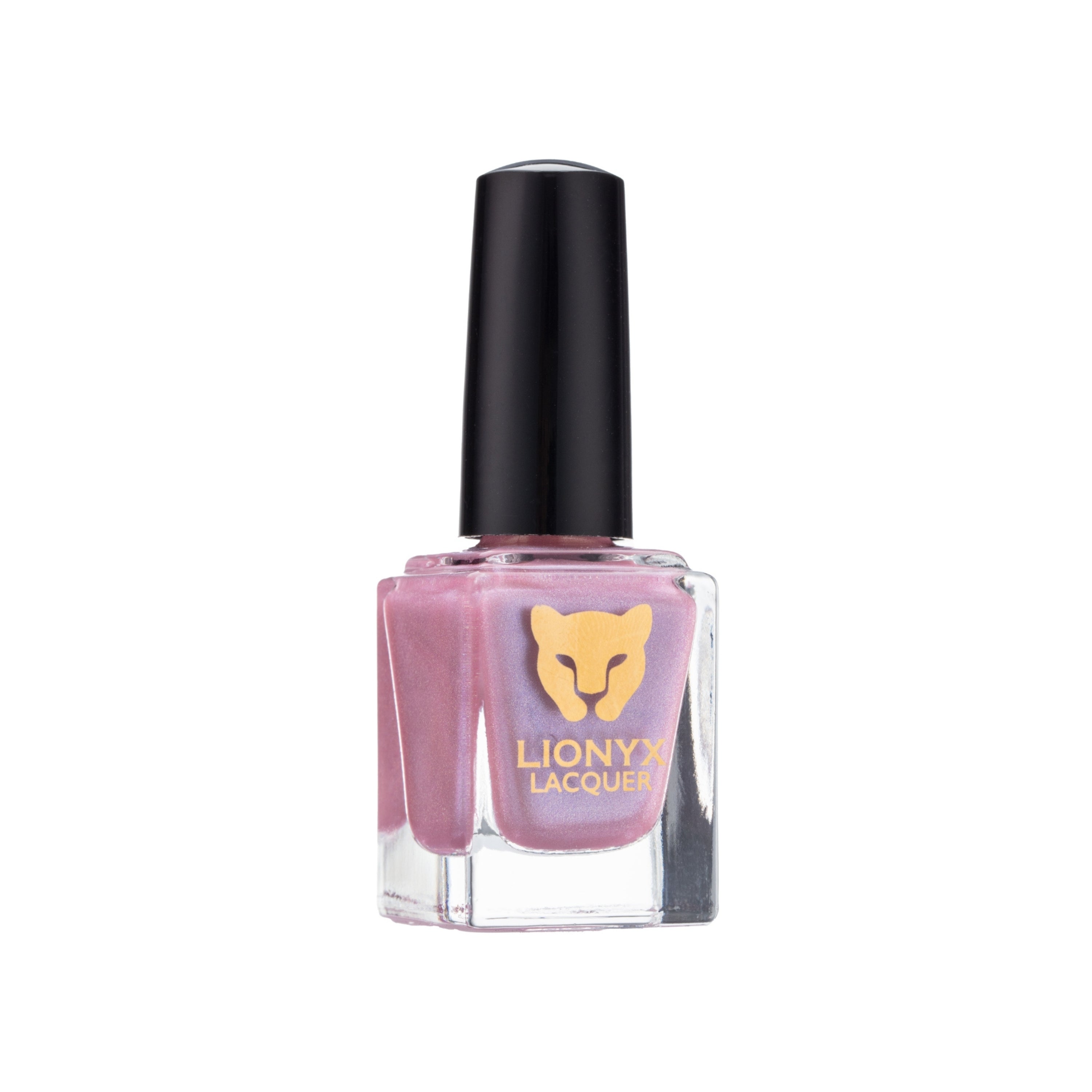 Close-up of JELLYFISH KISS by LIONYX Lacquer, a light pink jelly nail polish with holographic sparkle.