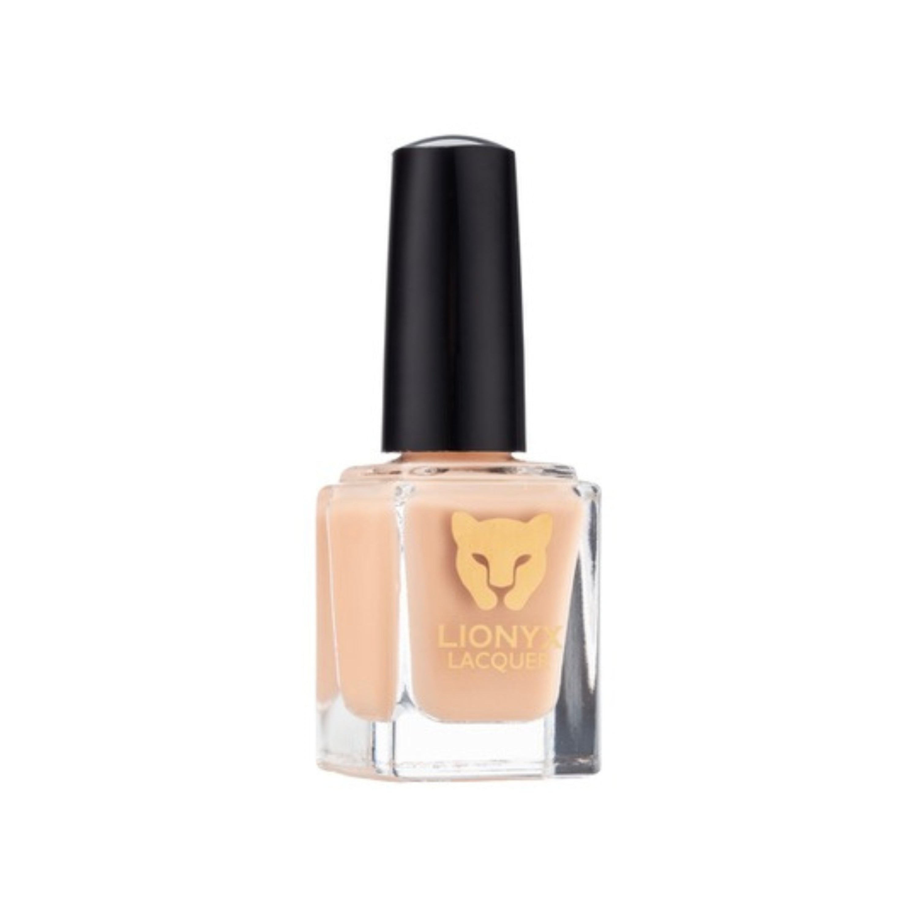 Close-up of SUNSET SORBET by LIONYX Lacquer, a pastel peach crème nail polish.